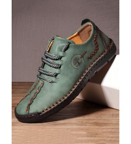 Menico Men Hand Stitching Non Slip Soft Sole Casual Leather Shoes
