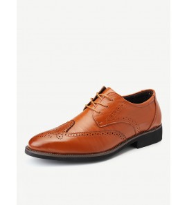 Men Brogue Carved Pointed Toe Lace Up Oxfords Formal Dress Shoes