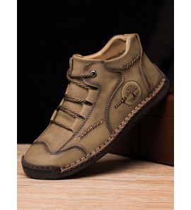 Men Vintage Hand Stitching Comfort Soft Leather Boots