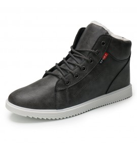 Men Comfy Round Toe Warm Plush Lining Lace Up Casual Ankle Boots