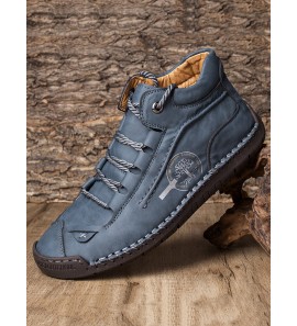 Menico Men Hand Stitching Leather Non Slip Comfy Ankle Boots