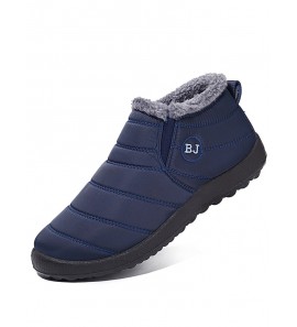 Men Waterproof Warm Fur Lining Letter Slip On Ankle Boots