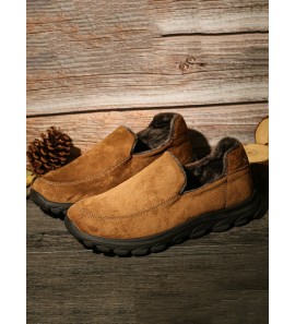 Men Warm Plus Lining Soft Sole Slip On Comfy Casual Boots